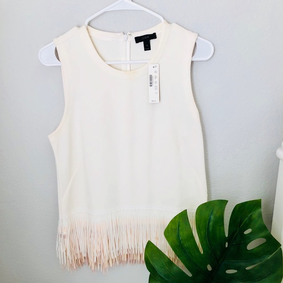 J. Crew Tops - J. Crew cream ombré fringe top
